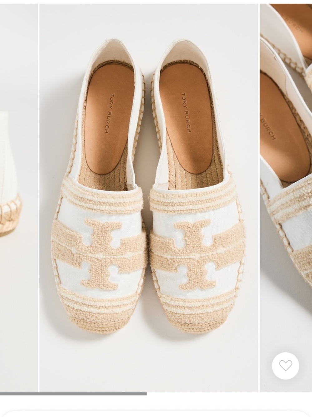 Tory Burch Double T espadrilles Natural Light Alabaster Jacquard Sz 5 NEW - Picture 3 of 13